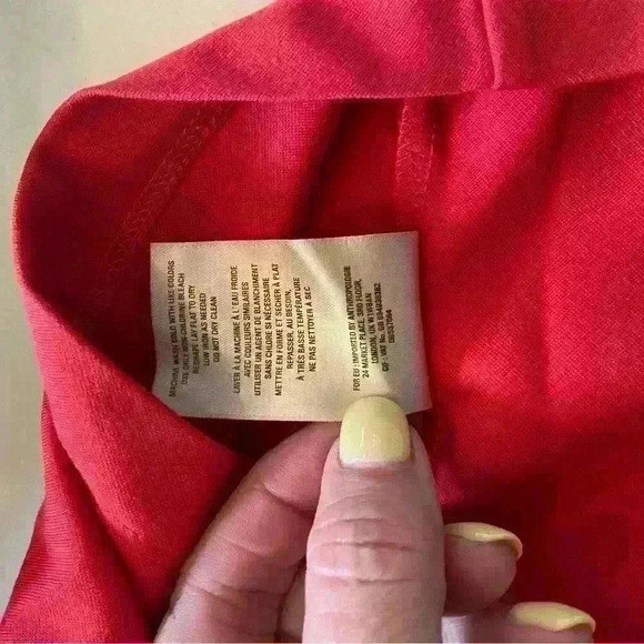 Anthropologie Maeve Red/Pink Jersey Short Sleeve Dress Lace Up Tie Front Size S - Picture 8 of 9